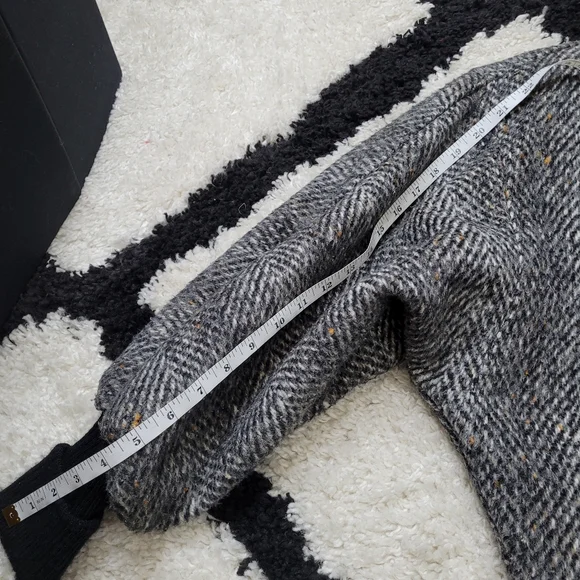 Vintage 80s wool leather tweed jacket coat oversized - Picture 15 of 16